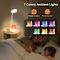 Miniatyrbillede 2 af 5: Børne skrivebordslampe, bordlampe med Himalayasalt, automatisk farveskiftende natlampe, med penneholder, dæmpbar genopladelig
