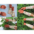 Miniatyrbillede 5 af 5: Tornebestandige Havehandsker i Læder, Blomsterprint Manschetter, Lang Underarmsbeskyttelse, til Kvinder Havebeskæringshandsker A