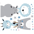 Miniatyrbillede 4 af 4: Børnehøjdediagram Vægsticker (Blå), Baby Vækst Højde Vægsmåler, Skovdyr Mus Ugle Egern Træ Højde