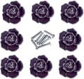 8 st eleganta lila rosor drar blommkeramiska skåpknoppar Cupbo