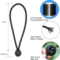 Miniatyrbillede 2 af 5: 50 stk. Bungee-kugler 6 tommer, sort Bungee-ledning til baldakinpresenning, 0.