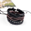 Miniatyrbillede 5 af 5: Mænds Armbåndssæt Perler Læder Strandet Multilayer Flettet Reb F