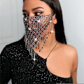 Miniatyrbillede 1 af 4: Bling Krystal Mesh   Sort Kvast Ansigtskæde  rade  s Med Krystal Vedhæng Aften Fest Bal Veneti