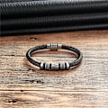 Miniatyrbillede 3 af 5: Sort Læderarmbånd med Rustfrit Stålperler O