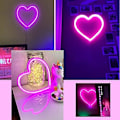 Pikkukuva 4 / 5: Vaaleanpunainen sydän neonvalo, LED-neonvalo paristoilla tai USB-virralla B