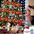 Miniatyrbild 5 av 5: Konstgjorda Julstjärne-ljusslingor 2m 10LED Batteridrivna Sammet med Röda Bär och Mistelbär Julstjärne Fl