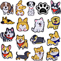 Miniatyrbillede 1 af 5: 17 stykker dyrebroderi-patches, dekorative broderede hund A B
