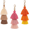 Miniatyrbillede 1 af 5: 3 stk. Tassel Taske Charm Nøglering, Tassels Charm Nøglering, Farve F