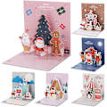Miniatyrbilde 1 av 5: 6 stk 3D julekort med konvolutter (3), 3D popup julekort God jul Pos