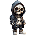 Miniatyrbillede 1 af 5: Seje skeletfigurer (kraniefigur A), nye harpikshåndværk, sød statue skeletminde, samleobjekt