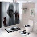 Miniatyrbillede 1 af 4: Blod Skull Halloween Bruseforhængssæt, Generisk Halloween Badeværelse Dekorationssæt 71 tommer x 71 tommer -