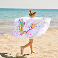 Miniatyrbild 3 av 5: Enhörning Strandhandduk - 70 x 150 cm Regnbåge Polyester Camping Handdukar för Flickor Barn Snabbtorkande Ultra Abs