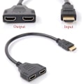 Miniatyrbillede 2 af 5: HDMI 1 han stik til dobbelt HDMI 2 hun Y splitter kabel adapter