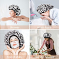 Miniatyrbillede 3 af 5: (Leopard) Badehætte, Ekstra Stor Triple Layer Badehætte med Tør Hårfuktion til Kvinder Mikrofibe