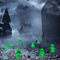 Miniatyrbillede 2 af 5: Halloween Glow Ornament Miniature Spøgelse Ornament Statue Resin Elf Have Ornament 4-Pack Halloween O
