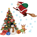 Miniatyrbild 1 av 4: (30*59cm*2st) Jultomte Julgran Väggdekal R