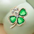 Miniatyrbillede 3 af 5: Firkløver Brosche Pin Grøn Rhinestone Brosche Legering Krystal Tørklæde Clip Krystal Brosche Pin Chri