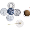 Pikkukuva 1 / 5: Piimaakoaluset, 6 pyöreän alusen sarja, halkaisija 10 cm, keraamiset aluset metallitelineellä, ku