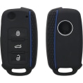 Miniatyrbillede 1 af 5: Sort Blå Bilnøgle Cover Kompatibel med VW Skoda Seat 3-Knaps C F