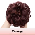 Miniatyrbild 3 av 5: Vinröd Stort Hårförlängning Lockigt Vågig Scrunchie Hår Naturligt Falskt Hårförlängning Bun Elastisk för Kvinnor Flickor F