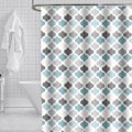 Miniatyrbillede 1 af 5: 180 x 180 cm Blå og grå mønstret polyester bruseforhæng til badeværelse - modstandsdygtig over for skimmel og meldug