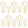 Miniatyrbillede 1 af 5: 10 stk. Chignon Pins Hårnåle Zink Legering Hårnåle U-Formet 4-Tandet Dame Stil Hårnåle Twist Gylden Hårnåle DIY til Kvinder Pige A