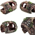 Miniatyrbillede 3 af 5: 2 stk. Akvarie Ornament Udsigt over Rocky Cave Form med Grønt Græs