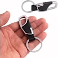 Miniatyrbillede 4 af 5: 4 Pakker Rustfrit Stål Nøglering med Læder, Premium Heavy Duty Bil Hjem Kontor Nøglering med Ring til Mænd og Kvinder L