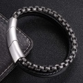 Miniatyrbild 2 av 5: Herrarmband i rostfritt stål Läderarmband Magnetiskt armband i rostfritt stål K