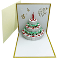 Miniatyrbilde 4 av 4: (Gullkake + Musikk Gult Lys) 1 stk 3D Pop-up Bursdagskort, Automatisk Spiller Musikk Varm LED Lys