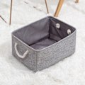 Miniatyrbillede 3 af 5: Foldbar Opbevaringsboks (41CM*31CM*20CM) lavet af tykt lærred med rebhåndtag (Vaskbar, Grå) Q