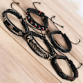 Miniatyrbillede 2 af 4: Mænds Armbåndssæt Perler Læder Strandet Multilayer Flettet Reb B