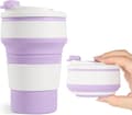 500ml Vikbar Mugg för Resor, Vikbar Silikon Resemugg för Varma och Kalla Drycker, Lila