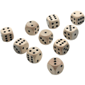 Miniatyrbild 1 av 4: Set med 10 tärningar för spel som spelar tärningar i naturträ 20 mm F