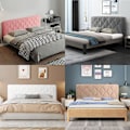 Miniatyrbilde 3 av 5: Beige, 180 cm, Beskytter Elastisk Sengegavl Deksel Støvtett Seng Pude Elastisk All-Inclusive Deksel Fortykke Anti-Kollisjon W