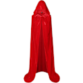 Miniatyrbillede 2 af 5: Hel længde balaclava fløjls kappe Halloween Fancy Cape Kostumer (Rød, 170cm)