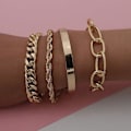 Miniatyrbillede 3 af 4: Sød Boho Guld Sølv Kæde Armbåndssæt til Kvinder Justerbar C