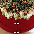 Miniatyrbild 1 av 5: Röd Julgransskjort 122cm, Tjock Lyxig Stickad Julgransskjort, Dubbellager Rustik Julgransskjort