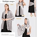 Miniatyrbilde 4 av 4: Svart satengskjerf sjal kvinner bryllupssjal egnet for aftenkjole elegant chic sjal