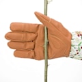 Miniatyrbillede 4 af 5: Tornebestandige Havehandsker i Læder, Blomsterprint Manschetter, Lang Underarmsbeskyttelse, til Kvinder Havebeskæringshandsker A