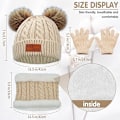 Miniatyrbilde 2 av 5: Barnehage Vinter Varm Lue Hette Skjerf Hansker Sett Khaki Termisk Strikket Heklet Tykk Fluffy