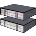 Miniatyrbillede 2 af 5: 3 stk., 60*45*15cm，Opbevaringsposer under sengen Foldbar Tøjpose Stor kapacitet Opbevaringsbeholdere med klart vindue Forstærket B