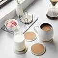 Miniatyrbillede 3 af 4: Coasters, Sæt med 6 Coasters med Stativ, Absorberende Skridsikre Keramiske Coasters til Hjemmet,