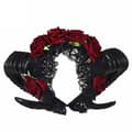Gotiske Ram Horn Sinister Evil Hodebånd Roser Garland Satanisk Hodeplagg
