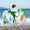Miniatyrbild 1 av 5: Dinosaurie Barn Strandhandduk - 70 x 150 cm Mikrofiber Dino Sandfria Handdukar för Pojkar Bad Pool Camping T