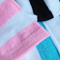 Miniatyrbillede 4 af 5: 3 Par Strømper til Kvinder - Knæhøje, Simpel Stil, Tykke Striber Sort+Blå+Pink, Medium Størrelse D