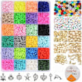 Pikkukuva 2 / 5: 4000+ Palan Bead Kit, 24 Väriä Kirjain Palan Beadit Käsintehty Polymeerisavi, Värikkäät Pyöreät Palan Beadit, Lapsille