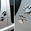 Pikkukuva 4 / 4: 4 KPL 3D Kromiset Koiran Tassunjäljet Autotarrat, 3D Autotarra