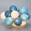 Miniatyrbillede 2 af 5: Snorrebånd med Bomuldsbolde Batteri (Blå) - 3,8M 20 LED Lys Belysning til Soveværelse Gardin Fest Jul