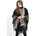 Miniatyrbillede 3 af 5: Elegant og varmt åbent firkantet sjal poncho til kvinder - efterår/vinter F